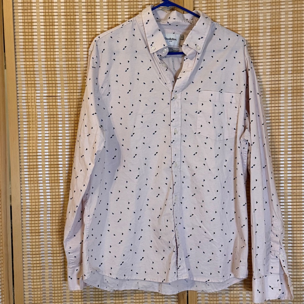 Goodfellow & Co Mens XL Slim Pink Triangle Print Button Down Shirt Long Sleeve